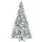 8 Feet Snow Flocked Hinged Christmas Tree with Berries and Poinsettia Flowers